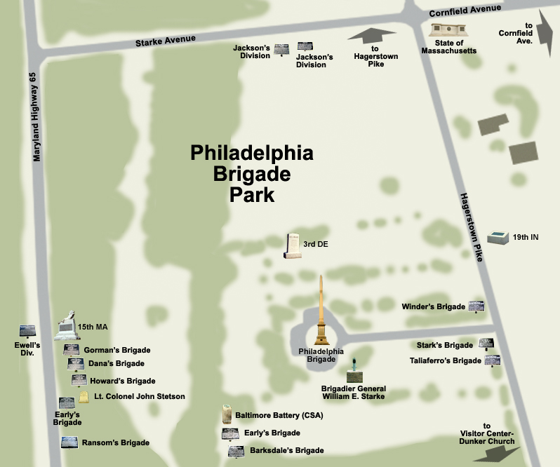 Philadelphia Brigade Park tour map at Antietam