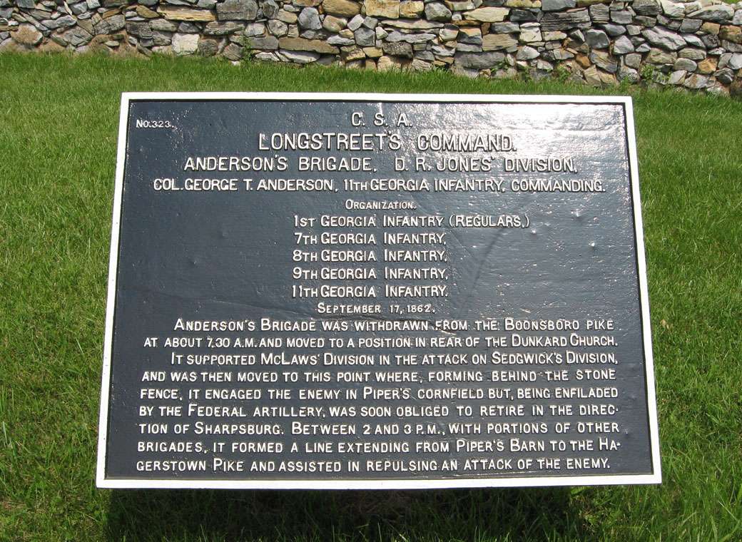 Anderson's Brigade, D.R.Jones' Division, marker 323 of the War Department Confederate markers