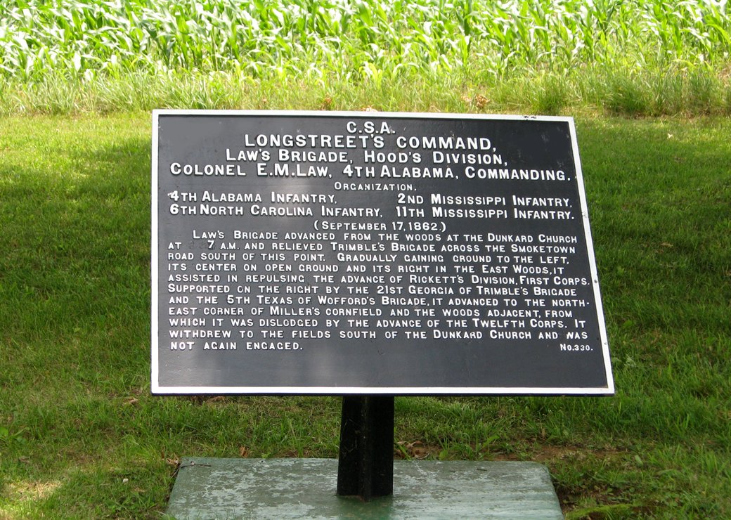 Law's Brigade, Hood's Division, marker 330 of the War Department Confederate markers at Antietam