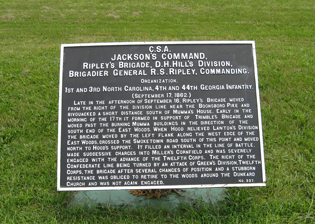 Ripley's Brigade, D.H. Hill's Division, marker 337 of the War Department Confederate markers at Antietam