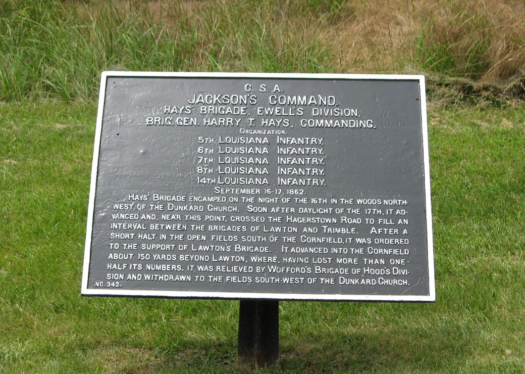 Hays' Brigade, Ewell's Division, marker 342 of the War Department Confederate markers at Antietam