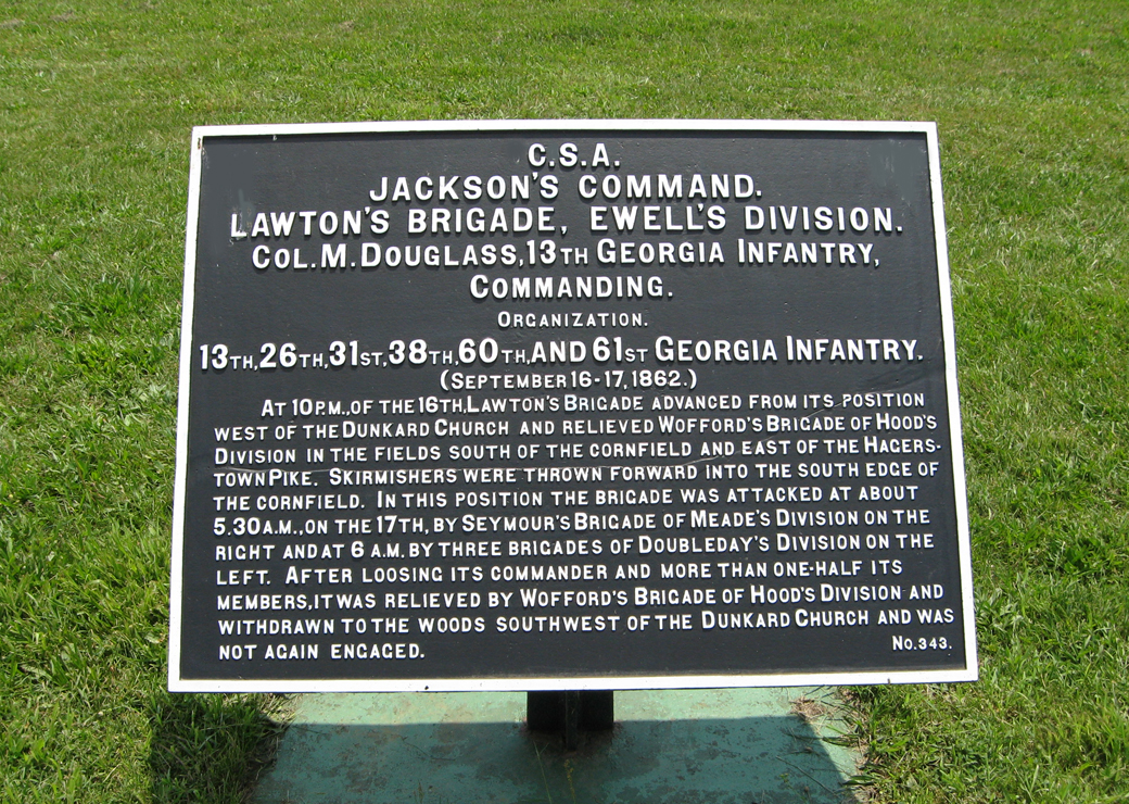 Lawton's Brigade, Ewell's Division, marker 343 of the War Department Confederate markers at Antietam