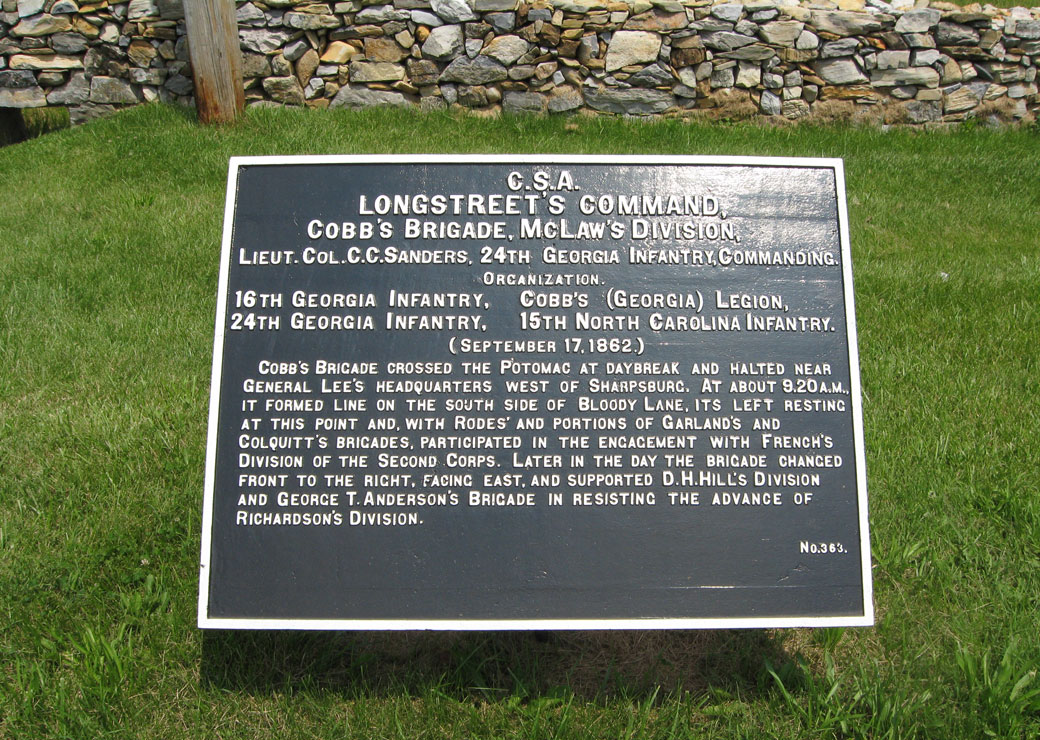 Cobb's Brigade, McLaw's Division, marker 363 of the War Department Confederate markers at Antietam
