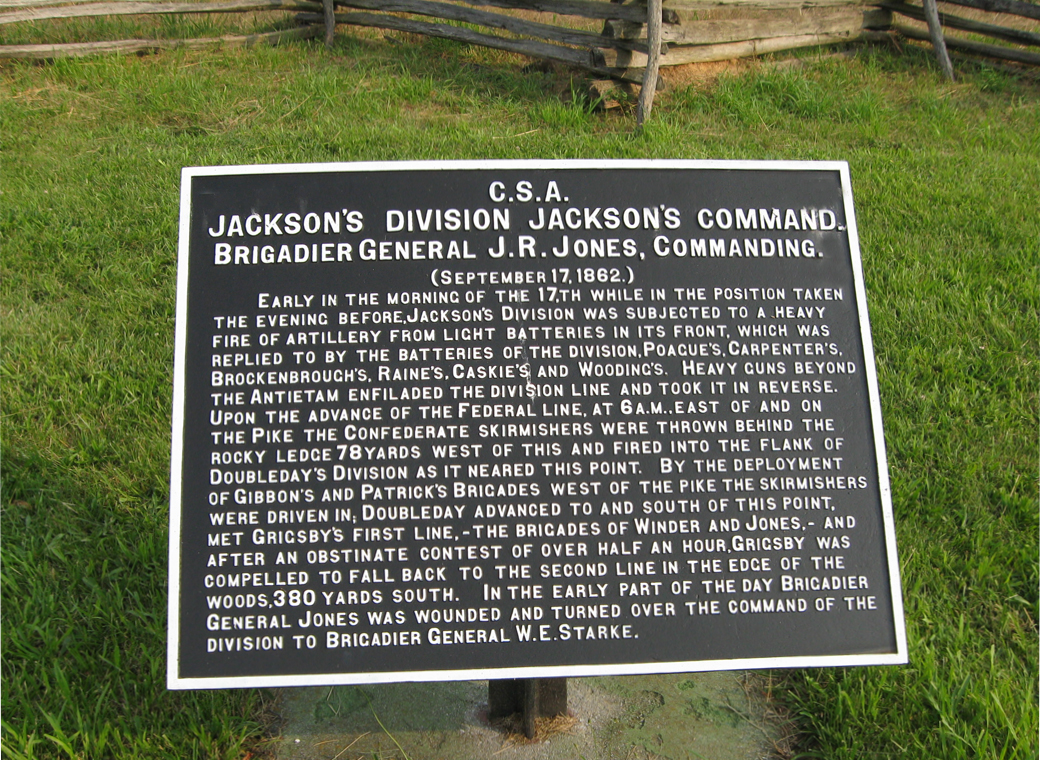 Jackson's Division, Jackson's Command, marker 382 of the War Department Confederate markers at Antietam, a dual marker set