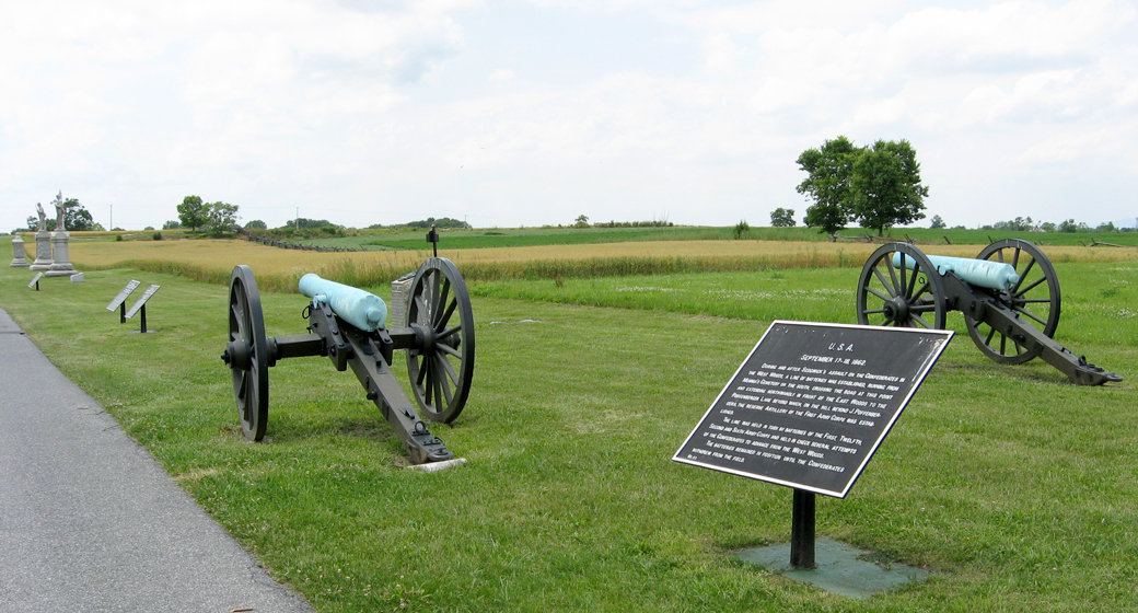 Cornfield Avenue from the line of Batteries marker on the Antietam battlefield