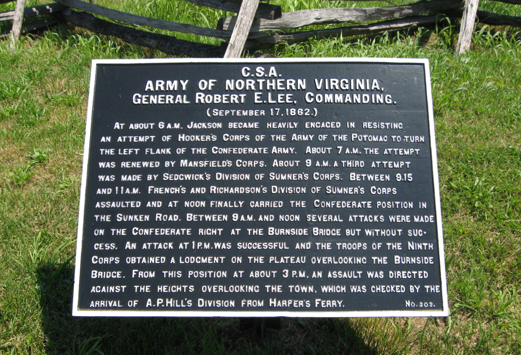 Army of Northern Virginia, marker 302 of the War Department Confederate markers at Antietam