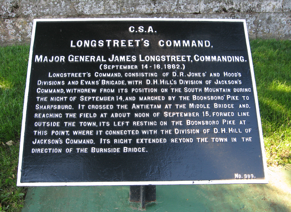 Longstreet's Command, marker 303 of the War Department Confederate markers at Antietam