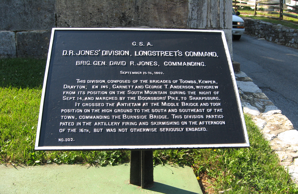 D.R. Jones' Division, Longstreet's Command, marker 322 of the War Department Confederate markers at Antietam