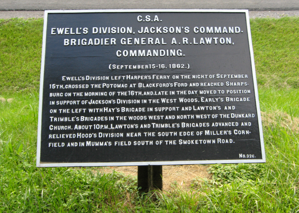 Ewell's Division, Jackson's Command, marker 326 of the War Department Confederate markers at Antietam
