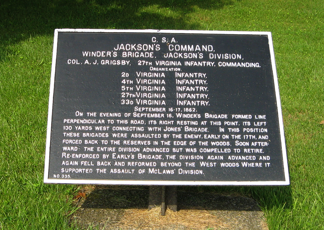 Winder's Brigade, Jackson's Division, marker 335 of the War Department Confederate markers at Antietam