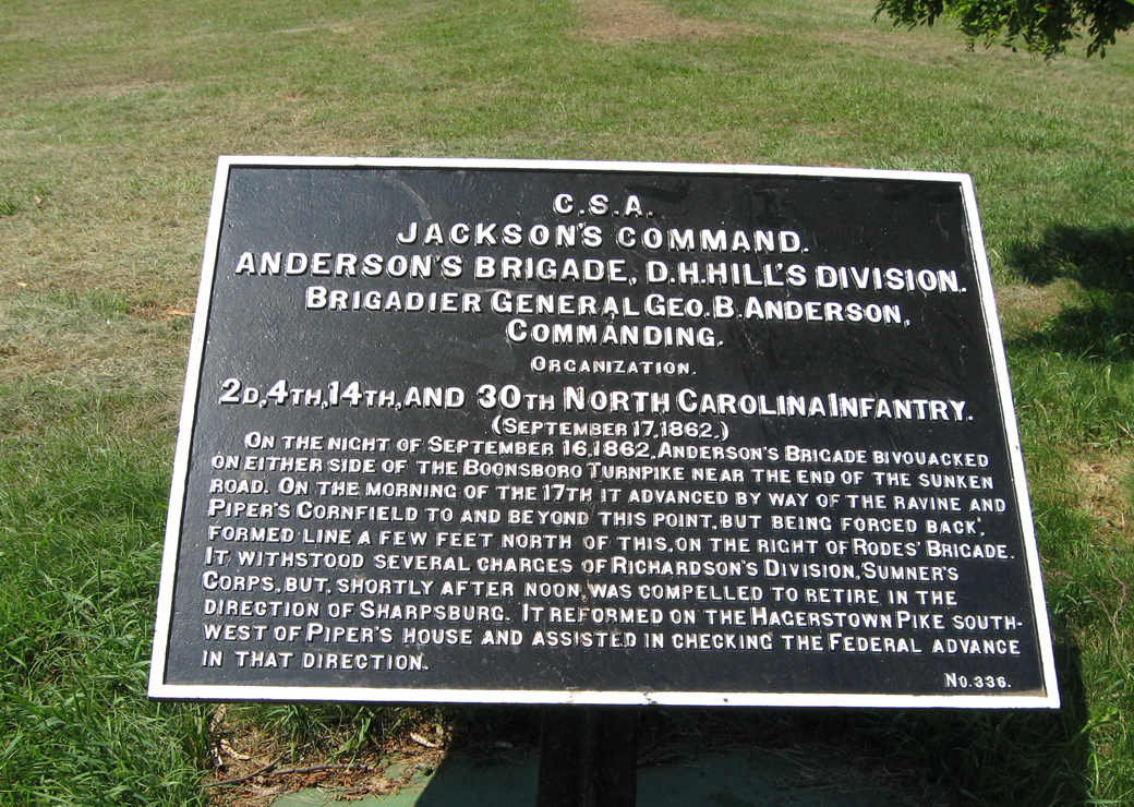 Anderson's Brigade, D.H. Hill's Division, marker 336 of the War Department Confederate markers at Antietam