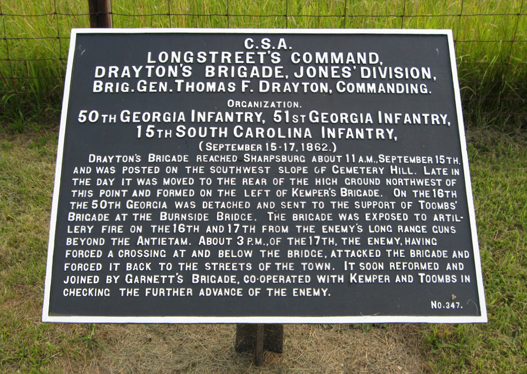 Drayton's Brigade, Jones' Division, marker 347 of the War Department Confederate markers at Antietam
