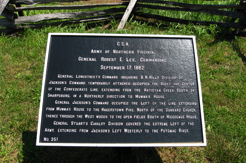 Army of Northern Virginia, marker 351 of the War Department Confederate markers at Antietam