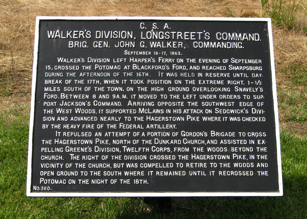 Walker's Division, Longstreet's Command, marker 360 of the War Department Confederate markers at Antietam