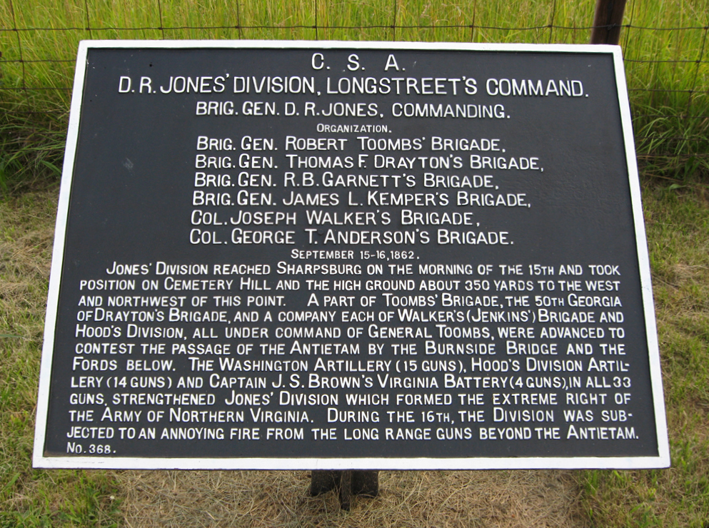 D.R. Jones' Division, Longstreet's Command, marker 368 of the War Department Confederate markers at Antietam