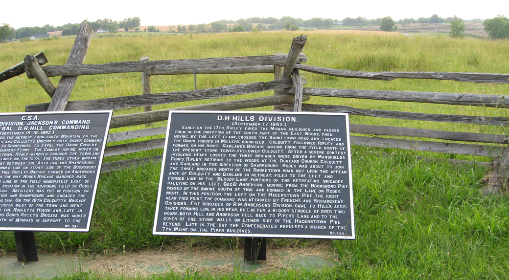 D.H. Hill's Division, marker 395 of the War Department Confederate markers at Antietam