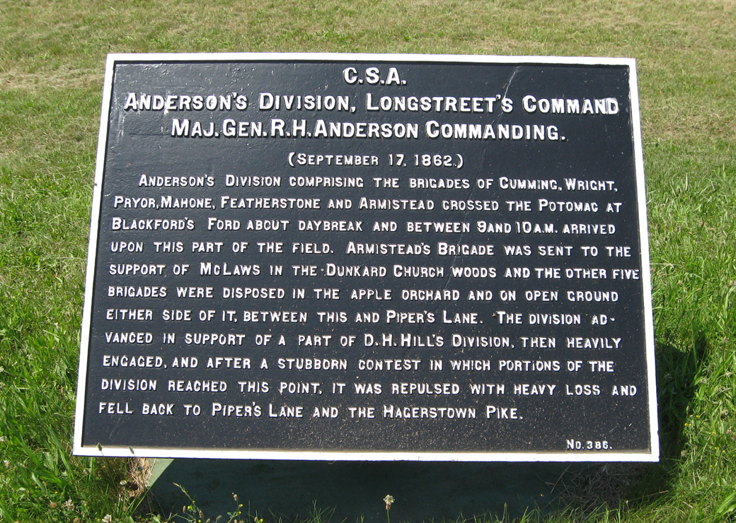 Anderson's Division, Longstreet's Command, marker 386 of the War Department Confederate markers at Antietam