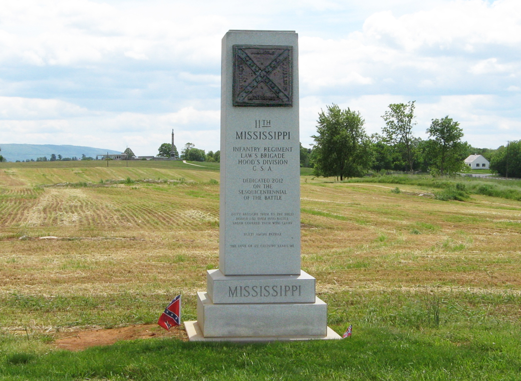 Monument to the 11th Mississippi Infantry Regiment on the Antietam battlefield