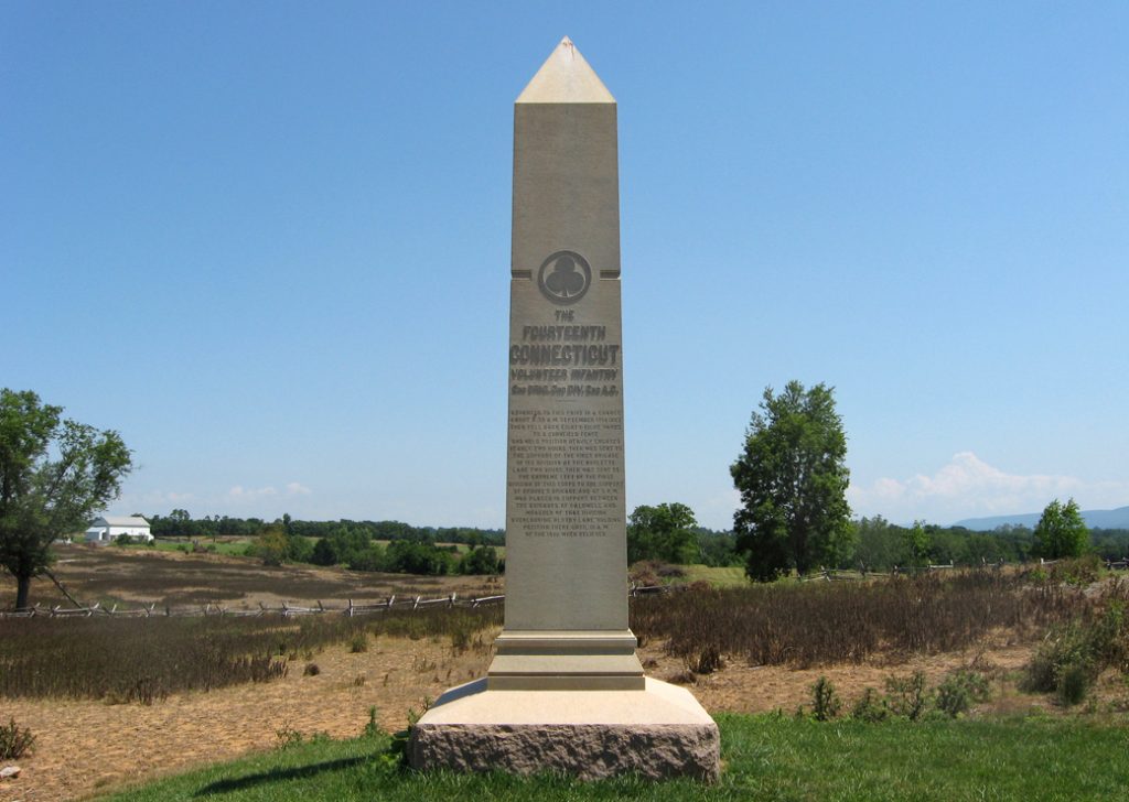 Monument to the 14th Connecticut Volunteer Infantry Regiment on the Antietam battlefield