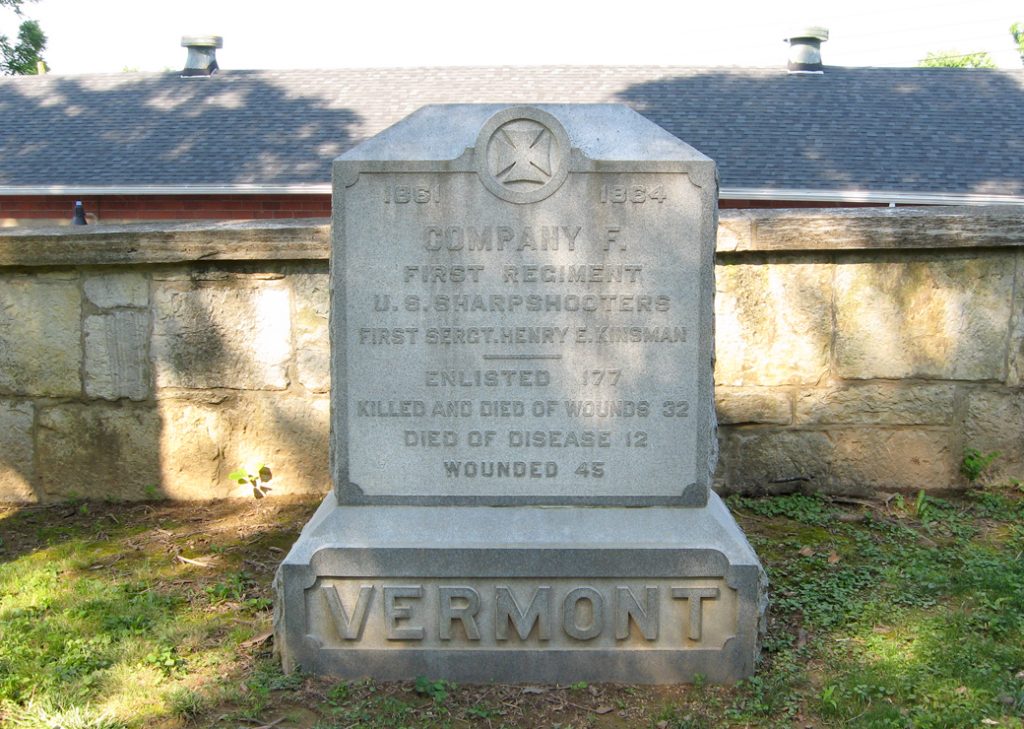 Monument to 1st US Sharpshooters Company F (Vermont) at Antietam