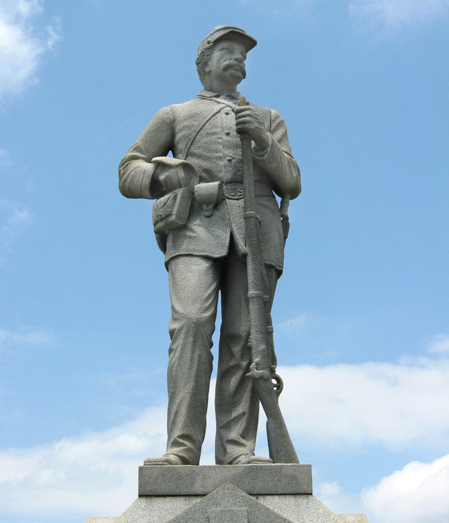 Closeup of the statue from the monument to the 137th Pennsylvania Volunteer Infantry Regiment at Antietam