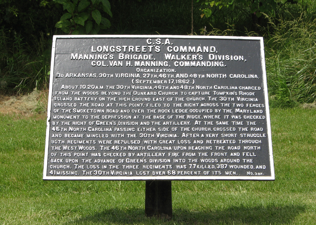 Manning's Brigade, Walker's Division, marker 388 of the War Department Confederate markers at Antietam