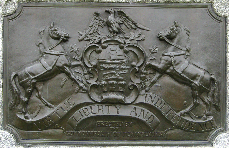 Bronze bas relief of the Coat of Arms of the Commonwealth of Pennsylvania from the monument to the 4th Regiment Pennsylvania Reserves at Antietam