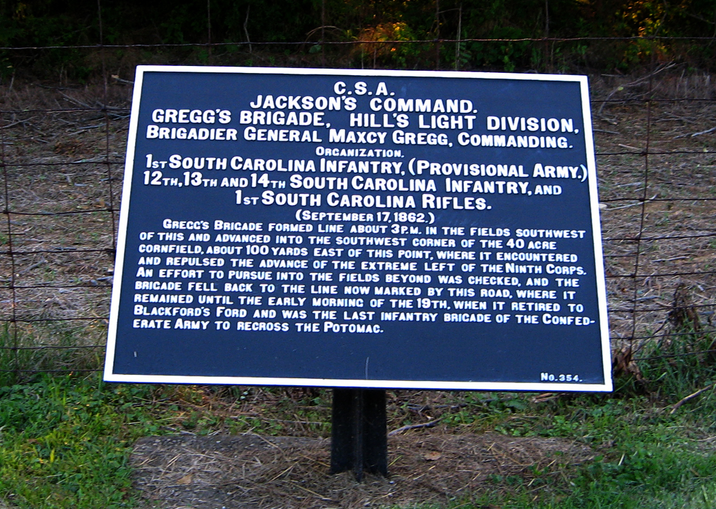 Gregg's Brigade, Hill's Light Division, marker 354 of the War Department Confederate markers at Antietam