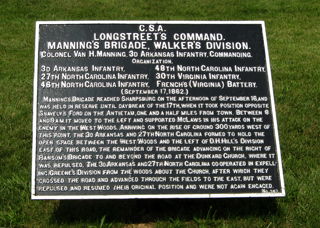 Manning's Brigade, Walker's Division, marker 367 of the War department Confederate markers at Antietam
